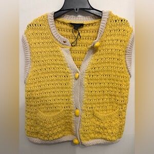 Zara Yellow and Cream Knit Cardigan